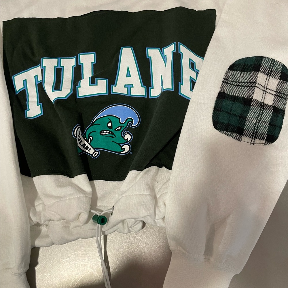 Tulane Patch Cropped Drawstring Sweatshirt - image 3